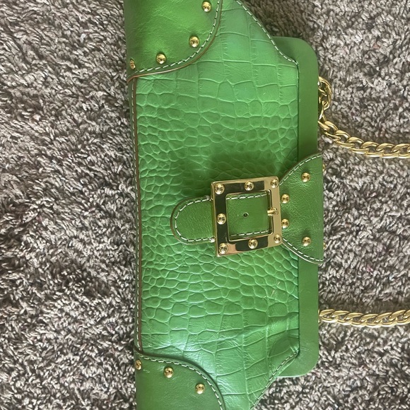 Michael Kors Green Crocodile Print Shoulder Handbag - Picture 3 of 16